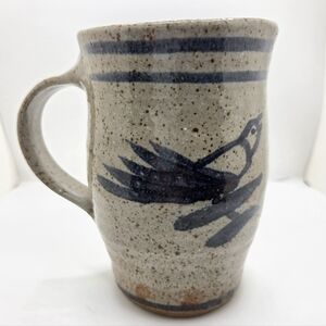Vtg Studio Pottery Bird Motif Mug L Cottagecore Minimalist Stoneware Gifts 22oz